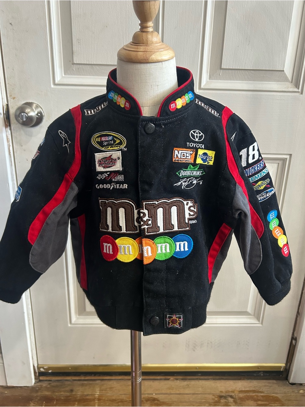 M&M'S Kyle Bush Kids Racing Jacket with Red and Multicolor Logos Size 3T